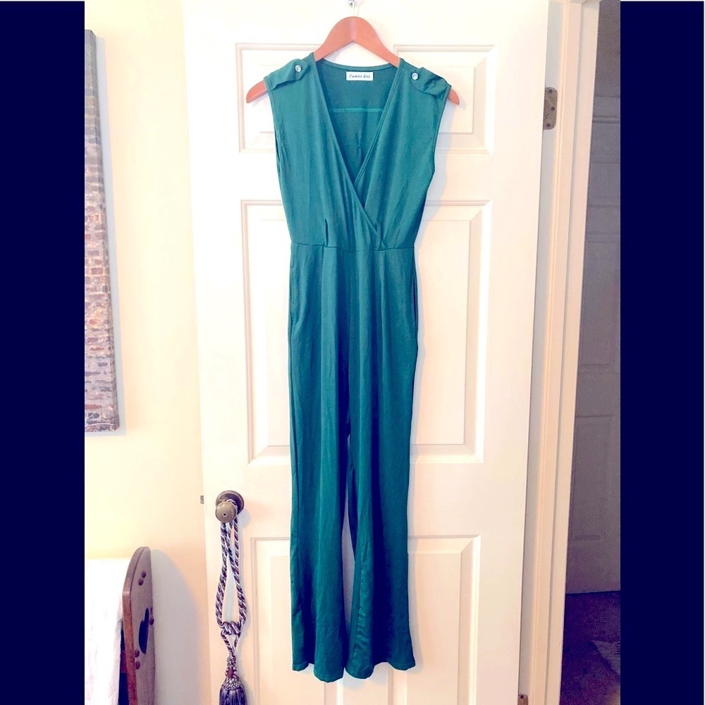 Eunice Lai Green wrap jumpsuit women’s romper